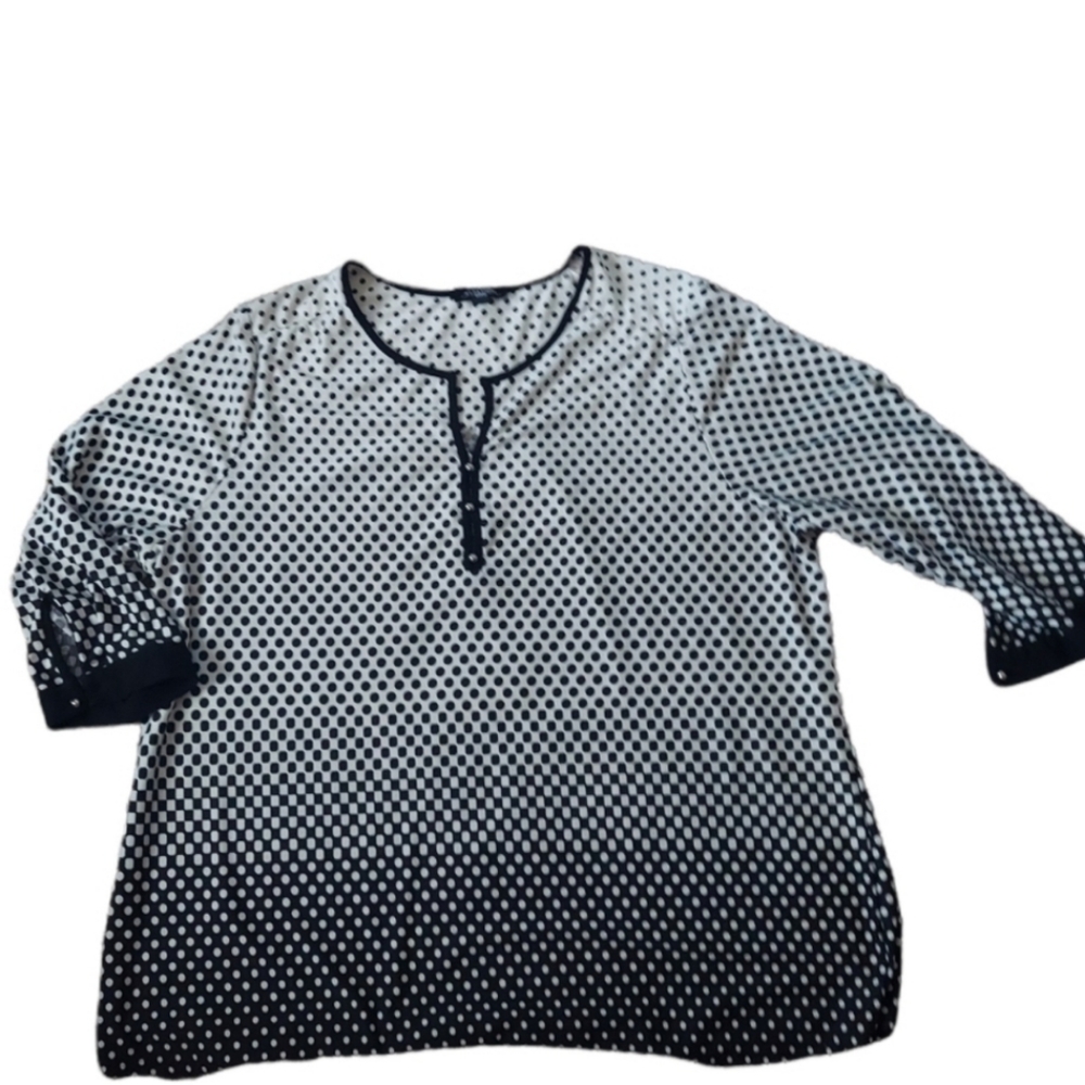 Notations Black and White Dotted Top .